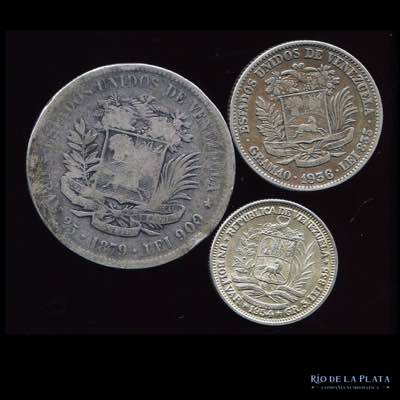 Lote. Monedas de plata. Venezuela. ... 