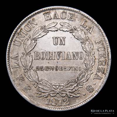 Bolivia. 1 Boliviano 1872 FE. ... 