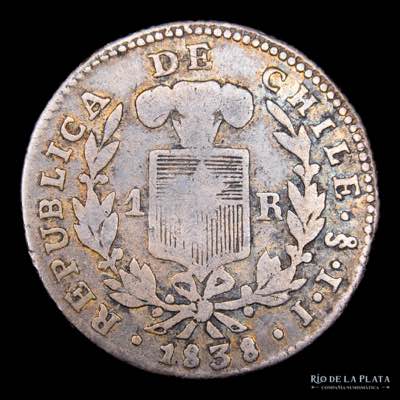 Chile.  1 Real 1838 IJ. AG.902, ... 