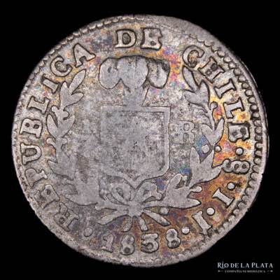 Chile. 1/2 Real 1838 IJ. AG.902, ... 