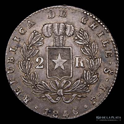 Chile.  2 Reales 1846/5 IJ. ... 