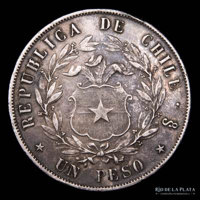 Chile. 1 Peso 1855 So. Santiago ... 