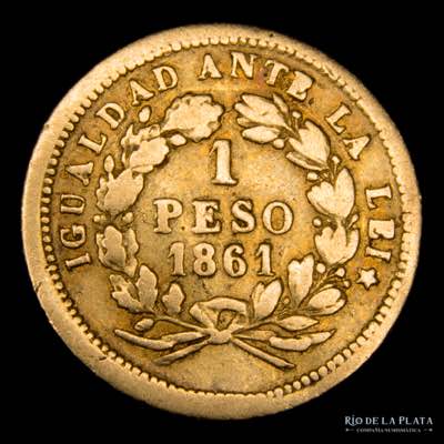 Chile. 1 Peso 1861. Oro (.900), ... 