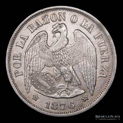 Chile. 1 Peso 1876. AG.900, ... 