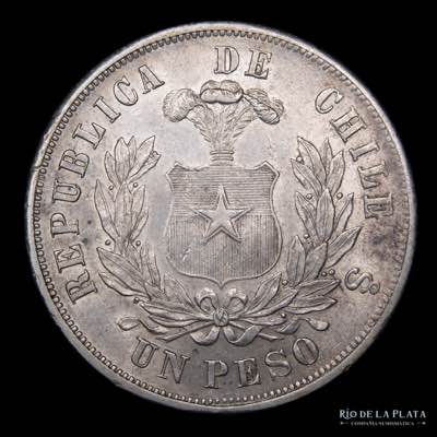 Chile. 1 Peso 1876. AG.900, ... 