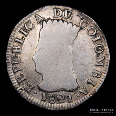 Colombia. 2 Reales 1821 Ba JF. ... 