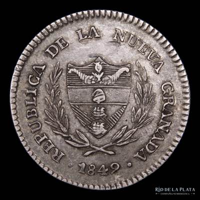 Colombia. 2 Reales 1849. AG.900, ... 