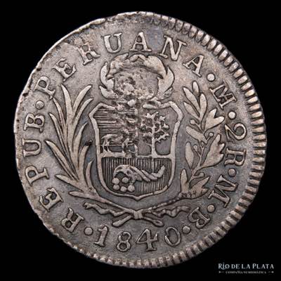 Perú. 2 Reales 1840 B. Lima Mint. ... 