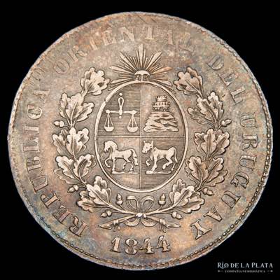 Uruguay. 1 Peso Fuerte 1844. Sitio ... 