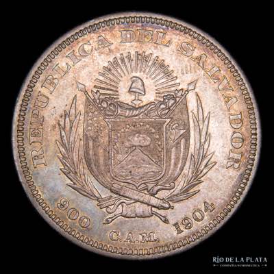 El Salvador. 1 Peso 1904. AG.900, ... 