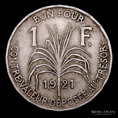 Guadalupe. 1 Franc 1921. Cu-Ni; ... 