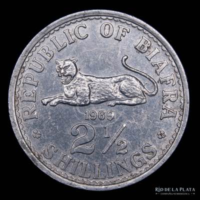 Biafra. 2 1/2 Shilling 1969. Al; ... 