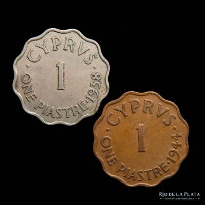 Chipre. 2 x 1 Piastres 1938 + ... 