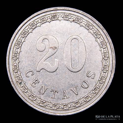 Paraguay. 20 Centavos 1908. Cu-Ni; ... 