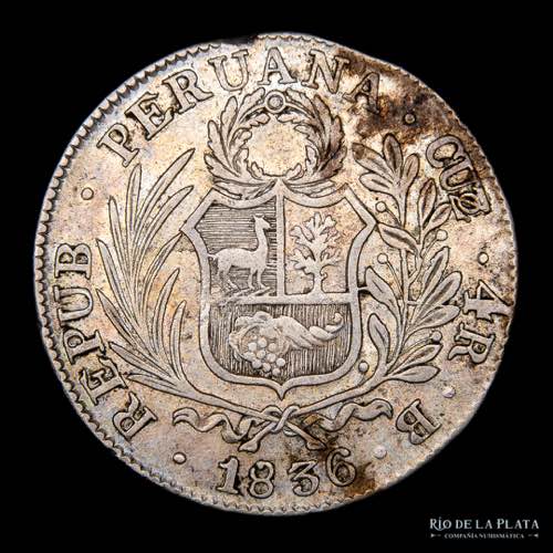 Perú. 4 Reales 1836 B. Ceca de ... 