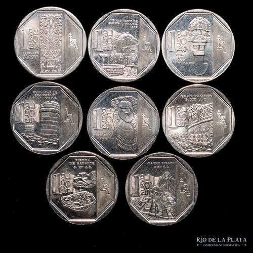 Peru. Lote x 8 monedas de 1 Nuevo ... 