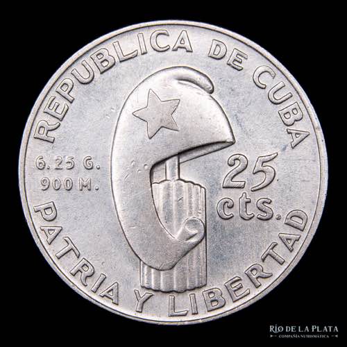 Cuba.  25 Centavos 1953. ... 