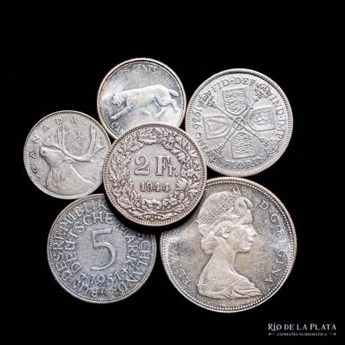 Mix. Lote x 6 monedas de plata. ... 