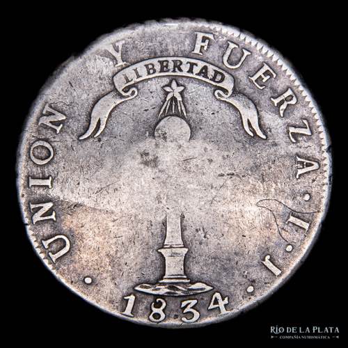 Chile. 8 Reales 1834 IJ. Resello ... 