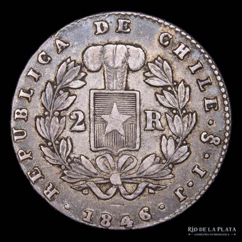 Chile. 2 Reales 1846 IJ. AG.902; ... 