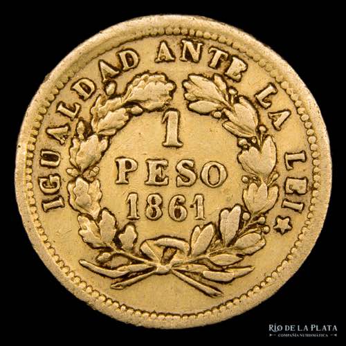 Chile. 1 Peso 1861. Oro Au.900; ... 