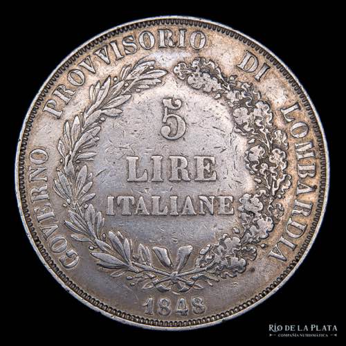 Lombardia (Reino de) 5 Lira 1848. ... 