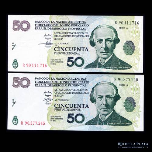 Argentina. Bonos Lecop. 50 Pesos ... 