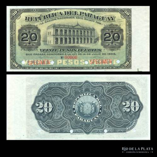 Paraguay. 20 Pesos Fuertes 1903. ... 