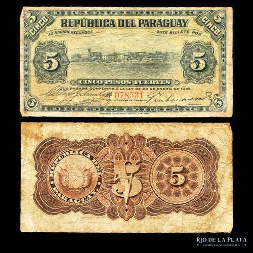 Paraguay. 5 Pesos Fuertes 1916. ... 