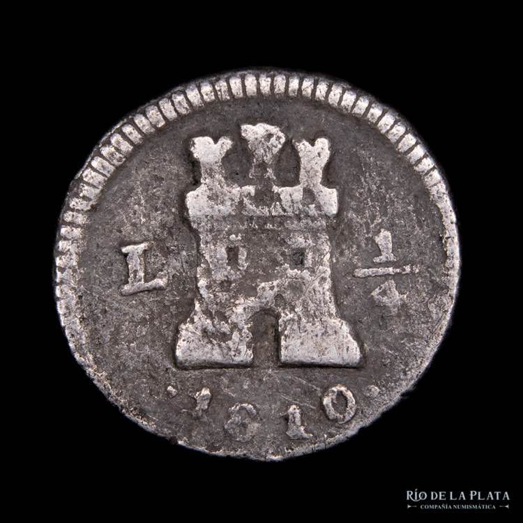 Lima. 1/4 Real 1810. AG.896; 13mm; ... 