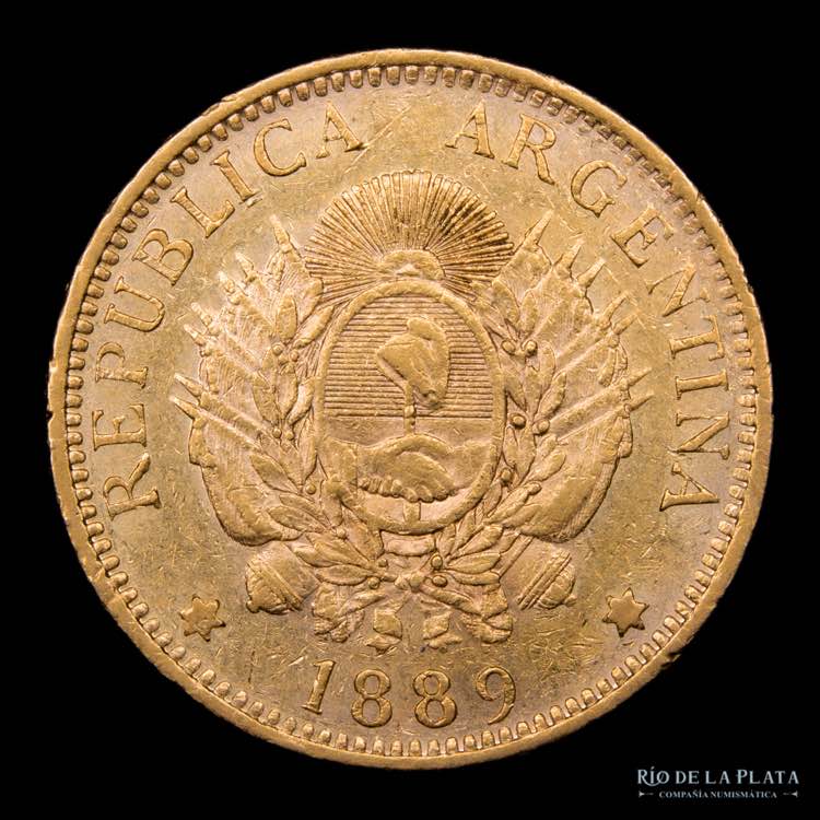 Argentina. 5 Pesos 1889 Argentino ... 