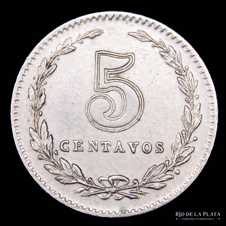 Argentina. 5 Centavos 1908. CuNi; ... 