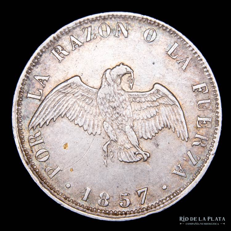 Chile. 20 Centavos 1857. AG.900; ... 