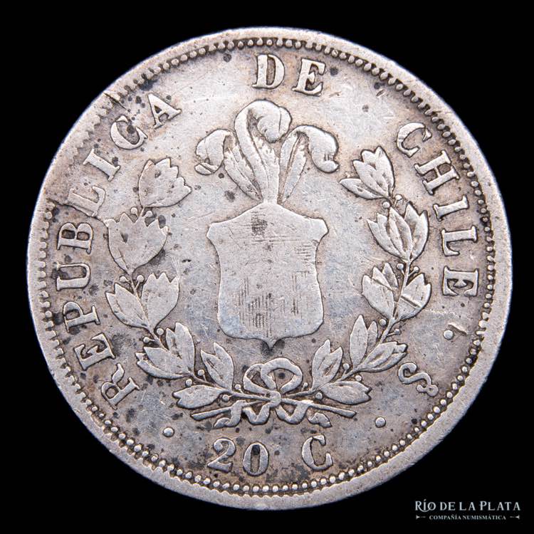 Chile. 20 Centavos 1861 /51. ... 