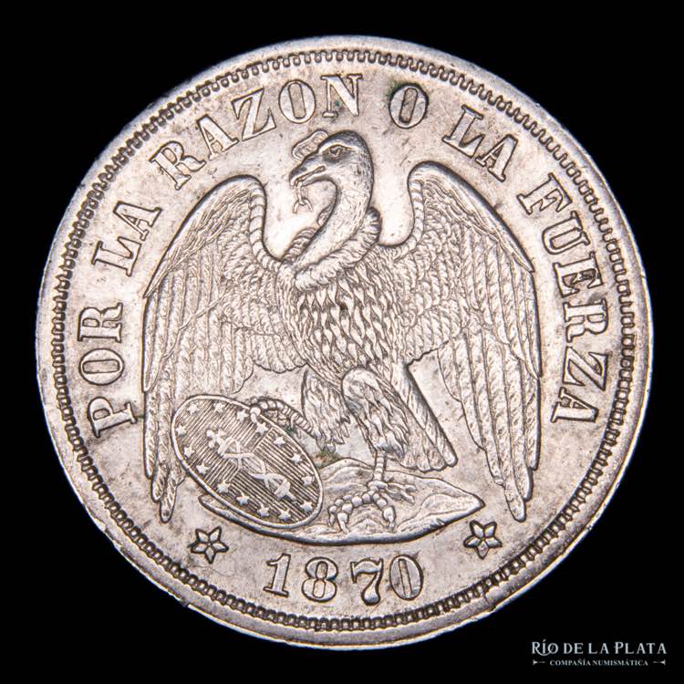 Chile. 1 Peso 1870 So. Santiago ... 