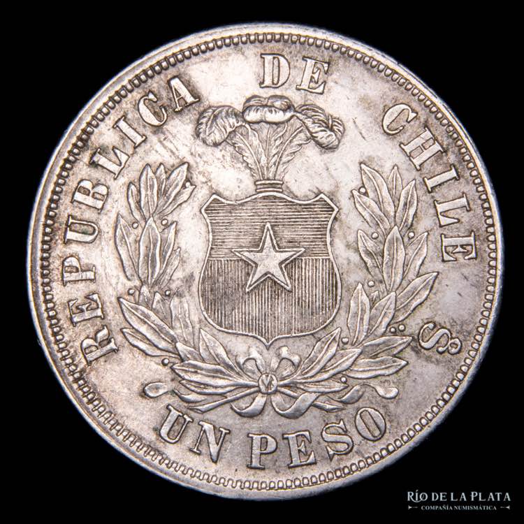 Chile. 1 Peso 1870 So. Santiago ... 
