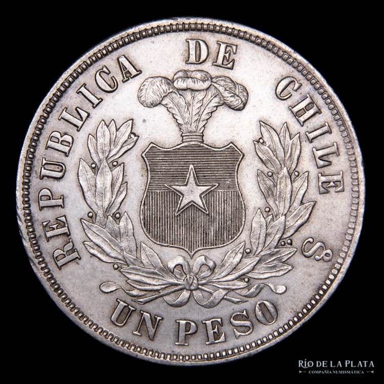 Chile. 1 Peso 1877 So. Santiago ... 