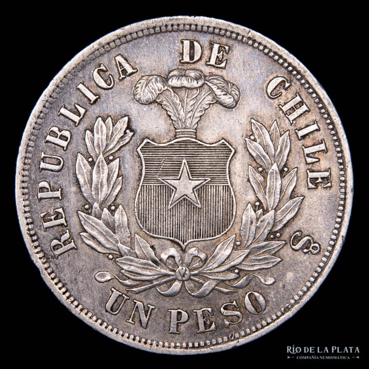 Chile. 1 Peso 1882 So. Santiago ... 