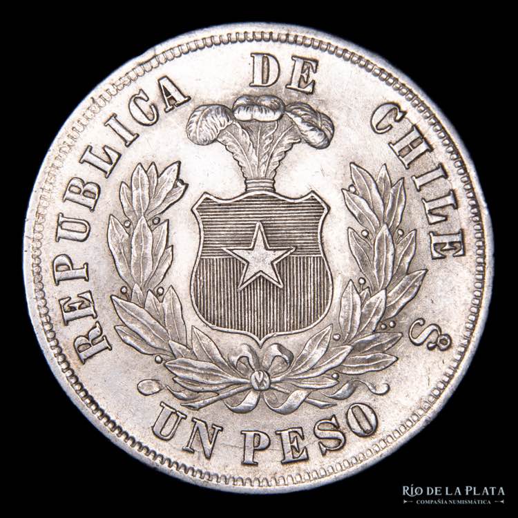 Chile. 1 Peso 1884 So. Santiago ... 
