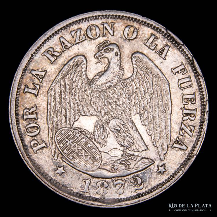 Chile. 20 Centavos 1872. AG.835; ... 