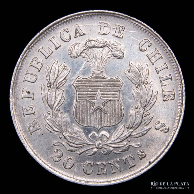 Chile. 20 Centavos 1878. AG.835; ... 