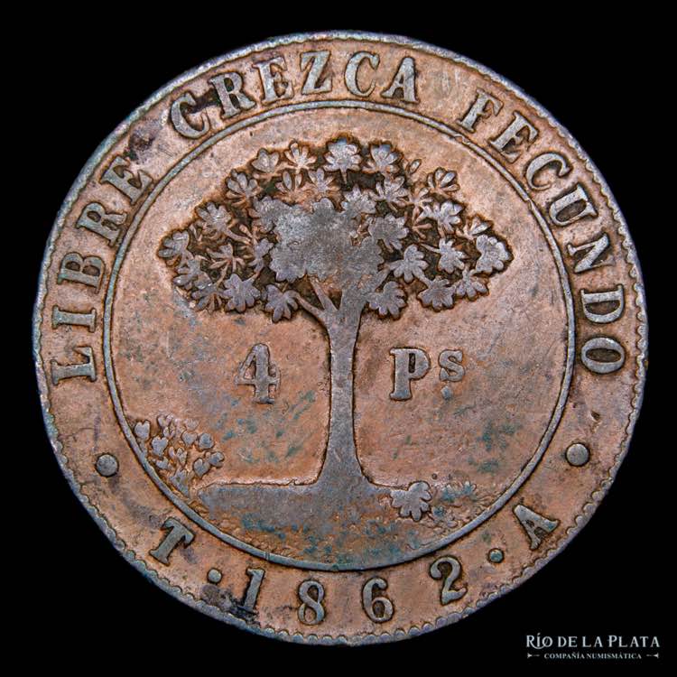 Honduras. 4 Pesos 1862 TA. CU; ... 