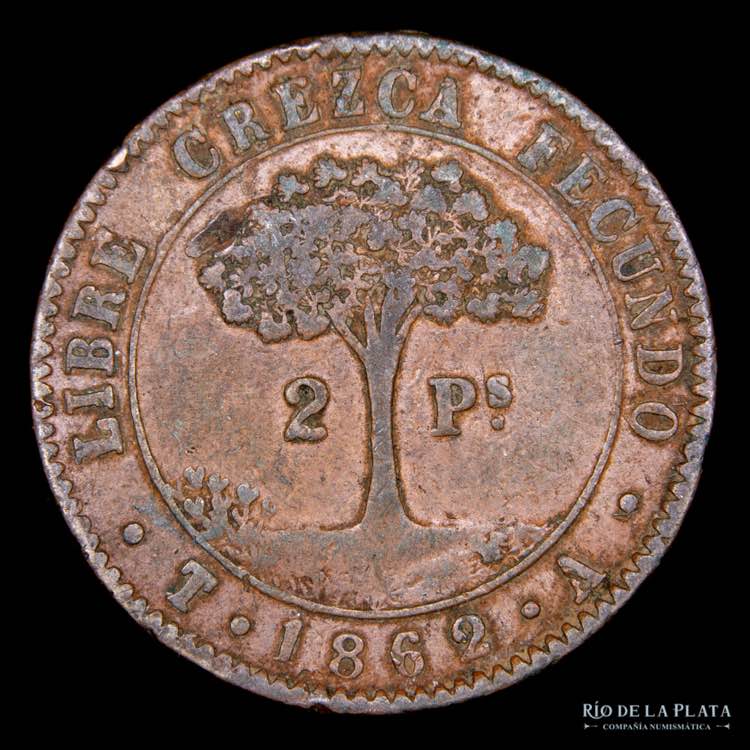 Honduras. 2 Pesos 1862 TA. AG.040; ... 