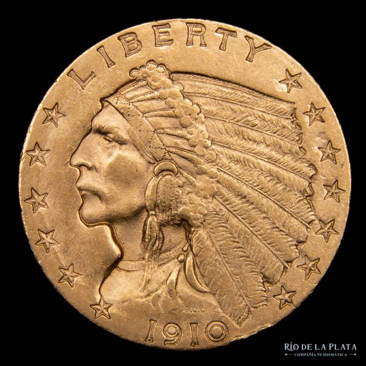 USA. 2 1/2 Dollars 1910. Indian ... 