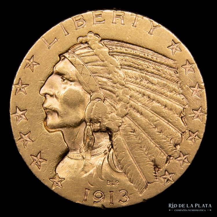 USA. 5 Dollars 1913. Indian Head. ... 