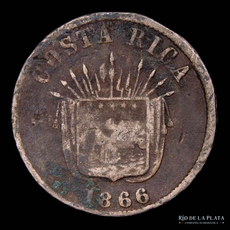 Costa Rica. 1 Centavo 1866. CuNi; ... 