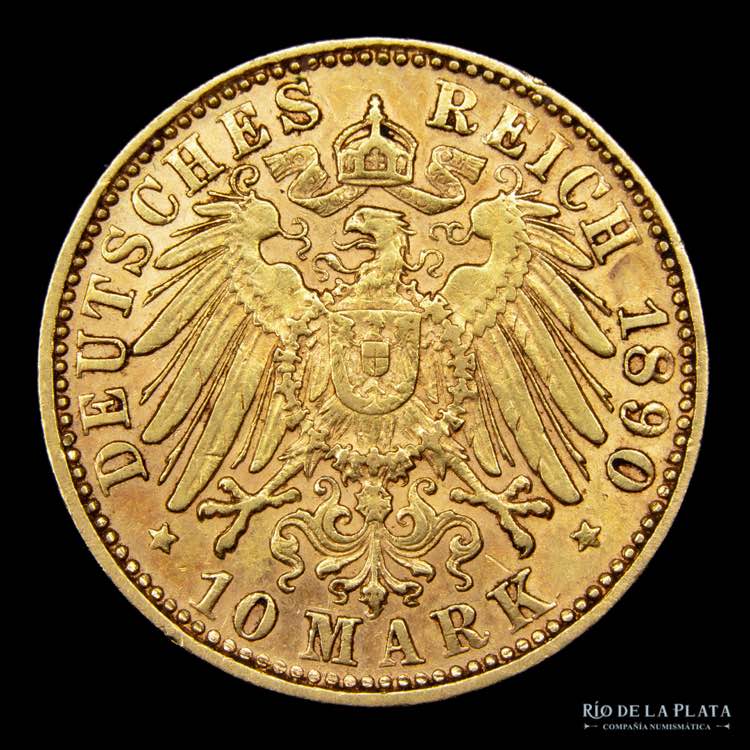 Alemania. Bavaria. 10 Mark 1890 D. ... 