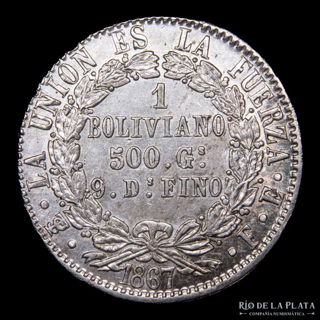 Bolivia. 1 Boliviano 1867 FE. ... 