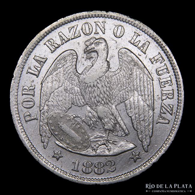 Chile. 1 Peso 1882. AG.900; ... 