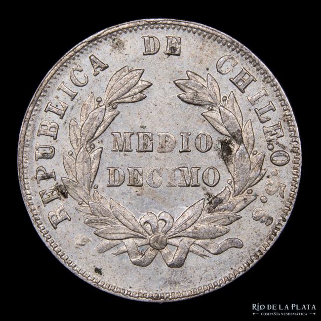 Chile. 1/2 Décimo 1893. AG.500; ... 